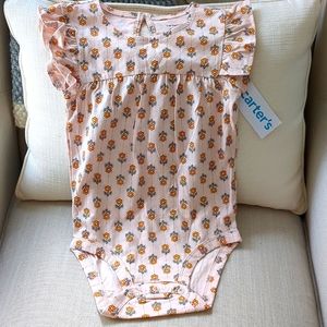 Carter's Pink Floral Flutter Sleeve Onesie 24M